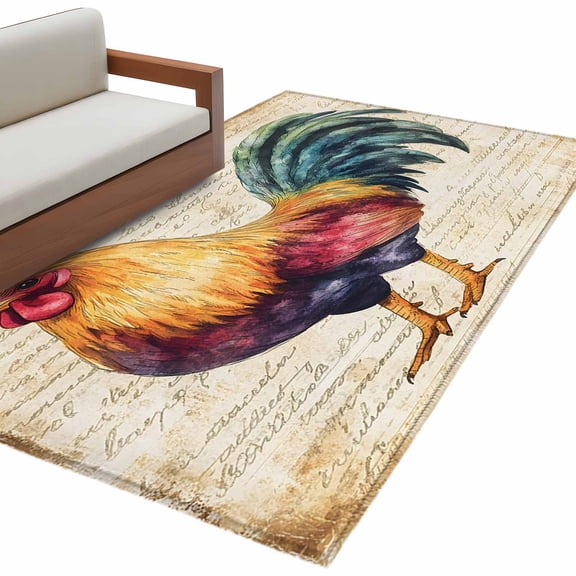 3'x5' Area Rugs Farmhouse Rooster Washable Area Rugs Non-Slip Indoor Floor Mats Carpet for Living Room Bedroom Dining Room