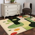 thumbnail image 1 of 3'x5' Area Rugs, Green Geometric Indoor Outdoor Area Rug for Living Room Bedroom, Vintage Abstract Middle Century Artwork Washable Bathroom Rugs Kitchen Floor Carpet Mats Home Decor Aesthetic, 1 of 8
