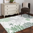 thumbnail image 1 of 3'x5' Area Rugs, Green Grey Octopus Coastal Indoor Outdoor Area Rug for Living Room Bedroom, Nautical Coral Starfish Washable Bathroom Rugs Kitchen Floor Carpet Mats Home Decor Aesthetic, 1 of 8
