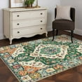 thumbnail image 1 of 3'x5' Area Rugs, Green Orange Beige Boho Indoor Outdoor Area Rug for Living Room Bedroom, Retro Ethnic Tribal Abstract Art Washable Bathroom Rugs Kitchen Floor Carpet Mats Home Decor Aesthetic, 1 of 8