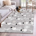 thumbnail image 1 of 3'x5' Area Rugs, Grey Christmas Indoor Outdoor Area Rug for Living Room Bedroom, Winter Snowman Xmas Snowflakes Stripes Washable Bathroom Rugs Kitchen Floor Carpet Mats Home Decor Aesthetic, 1 of 8