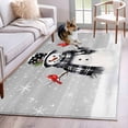 thumbnail image 1 of 3'x5' Area Rugs, Grey Snowman Christmas Indoor Outdoor Area Rug for Living Room Bedroom, Xmas Snowflake Birds Washable Bathroom Rugs Kitchen Floor Carpet Mats Home Decor Aesthetic, 1 of 8
