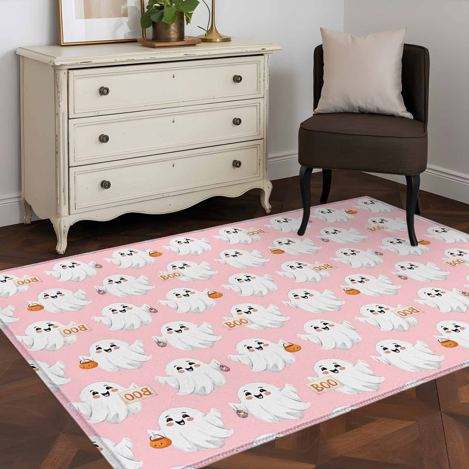 3'x5' Area Rugs, Halloween Cute Ghost Indoor Outdoor Area Rug for ...