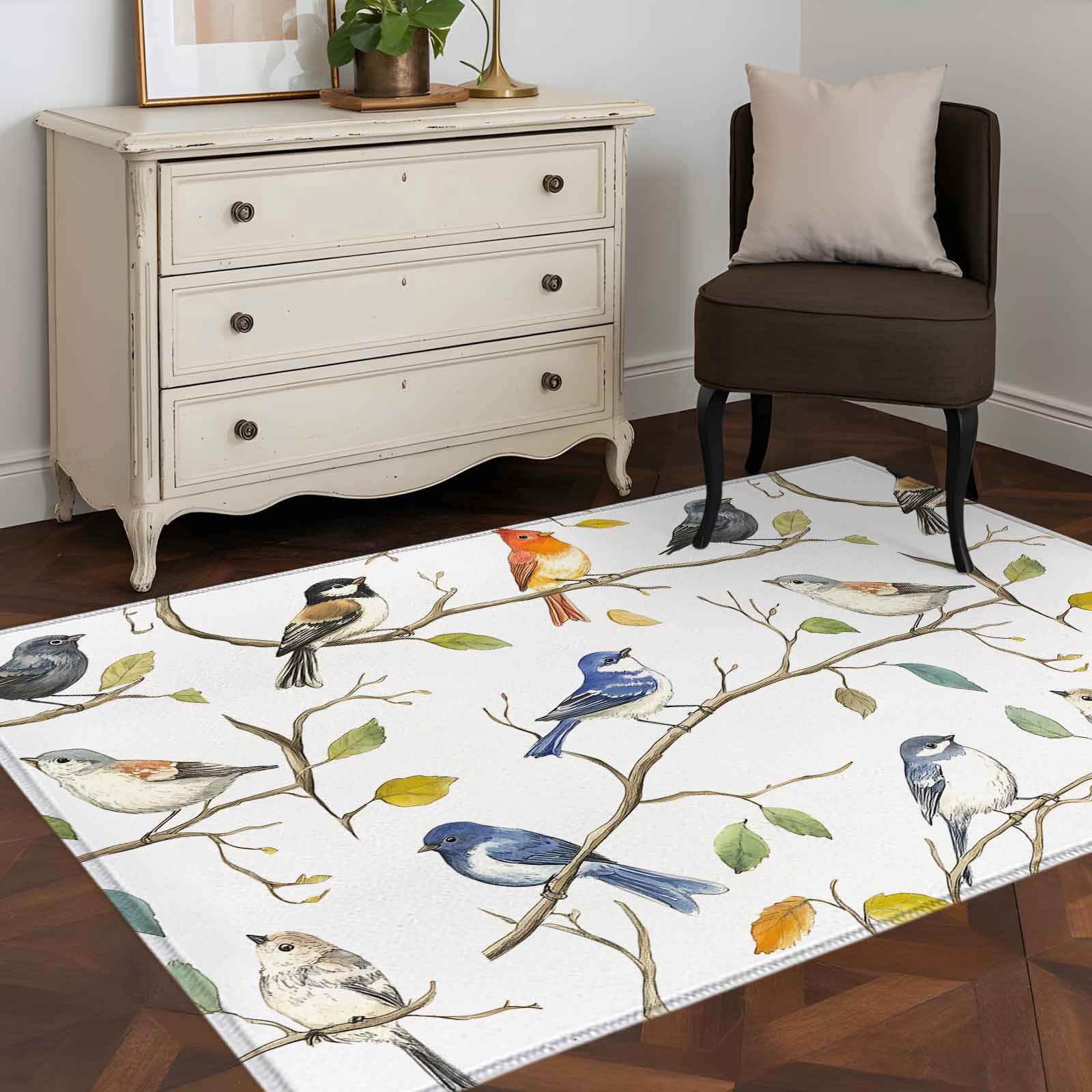 3'x5' Area Rugs, Leaf Bird Indoor Outdoor Area Rug for Living Room ...
