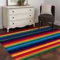 thumbnail image 1 of 3'x5' Area Rugs, Mexico Striped Indoor Outdoor Area Rug for Living Room Bedroom, Geometric Boho Red Orange Blue Green Washable Bathroom Rugs Kitchen Floor Carpet Mats Home Decor Aesthetic, 1 of 8