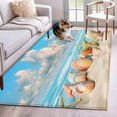 thumbnail image 1 of 3'x5' Area Rugs, Nautical Coastal Indoor Outdoor Area Rug for Living Room Bedroom, Summer Beach Shell Conch Starfish Blue Washable Bathroom Rugs Kitchen Floor Carpet Mats Home Decor Aesthetic, 1 of 8
