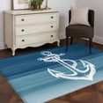 thumbnail image 1 of 3'x5' Area Rugs, Nautical White Anchor Indoor Outdoor Area Rug for Living Room Bedroom, Blue Gradient Ocean Abstract Washable Bathroom Rugs Kitchen Floor Carpet Mats Home Decor Aesthetic, 1 of 8