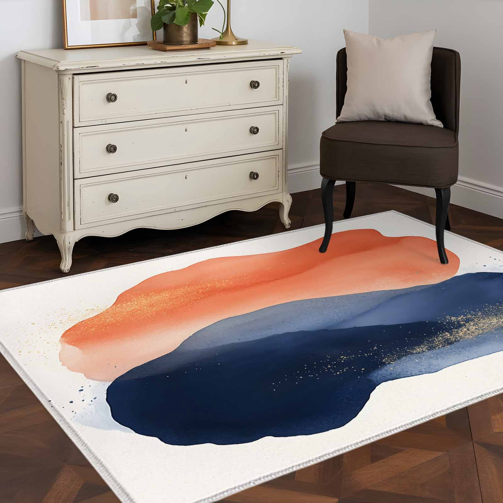 Aethics Rugs 3'x5' Area Rugs, Navy Blue Abstract Art Indoor Outdoor Area Rug for ...