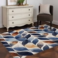 thumbnail image 1 of 3'x5' Area Rugs, Navy Blue Burnt Orange Botanical Indoor Outdoor Area Rug for Living Room Bedroom, Abstract Palm Leaf Washable Bathroom Rugs Kitchen Floor Carpet Mats Home Decor Aesthetic, 1 of 8