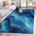 thumbnail image 1 of 3'x5' Area Rugs, Navy Blue Marble Indoor Outdoor Area Rug for Living Room Bedroom, Abstract Ink Painting Modern Washable Bathroom Rugs Kitchen Floor Carpet Mats Home Decor Aesthetic, 1 of 8