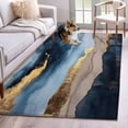 thumbnail image 1 of 3'x5' Area Rugs, Navy Blue Marble Indoor Outdoor Area Rug for Living Room Bedroom, Ink Painted Artwork Modern Washable Bathroom Rugs Kitchen Floor Carpet Mats Home Decor Aesthetic, 1 of 8