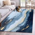 thumbnail image 1 of 3'x5' Area Rugs, Navy Blue Ombre Marble Indoor Outdoor Area Rug for Living Room Bedroom, Modern Abstract Ink Painting Washable Bathroom Rugs Kitchen Floor Carpet Mats Home Decor Aesthetic, 1 of 8