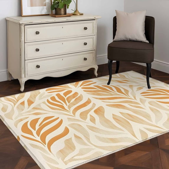 3'x5' Area Rugs, Orange Beige Abstract Indoor Outdoor Area Rug for Living Room Bedroom, Modern Ombre Vintage Art Washable Bathroom Rugs Kitchen Floor Carpet Mats Home Decor Aesthetic