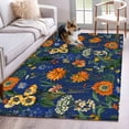 thumbnail image 1 of 3'x5' Area Rugs, Orange Blue Spring Floral Indoor Outdoor Area Rug for Living Room Bedroom, Vintage Botanical Summer Flower Washable Bathroom Rugs Kitchen Floor Carpet Mats Home Decor Aesthetic, 1 of 8