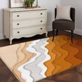 thumbnail image 1 of 3'x5' Area Rugs, Orange Coastal Beach Indoor Outdoor Area Rug for Living Room Bedroom, Rustic Abstract Sea Waves Striped Washable Bathroom Rugs Kitchen Floor Carpet Mats Home Decor Aesthetic, 1 of 8