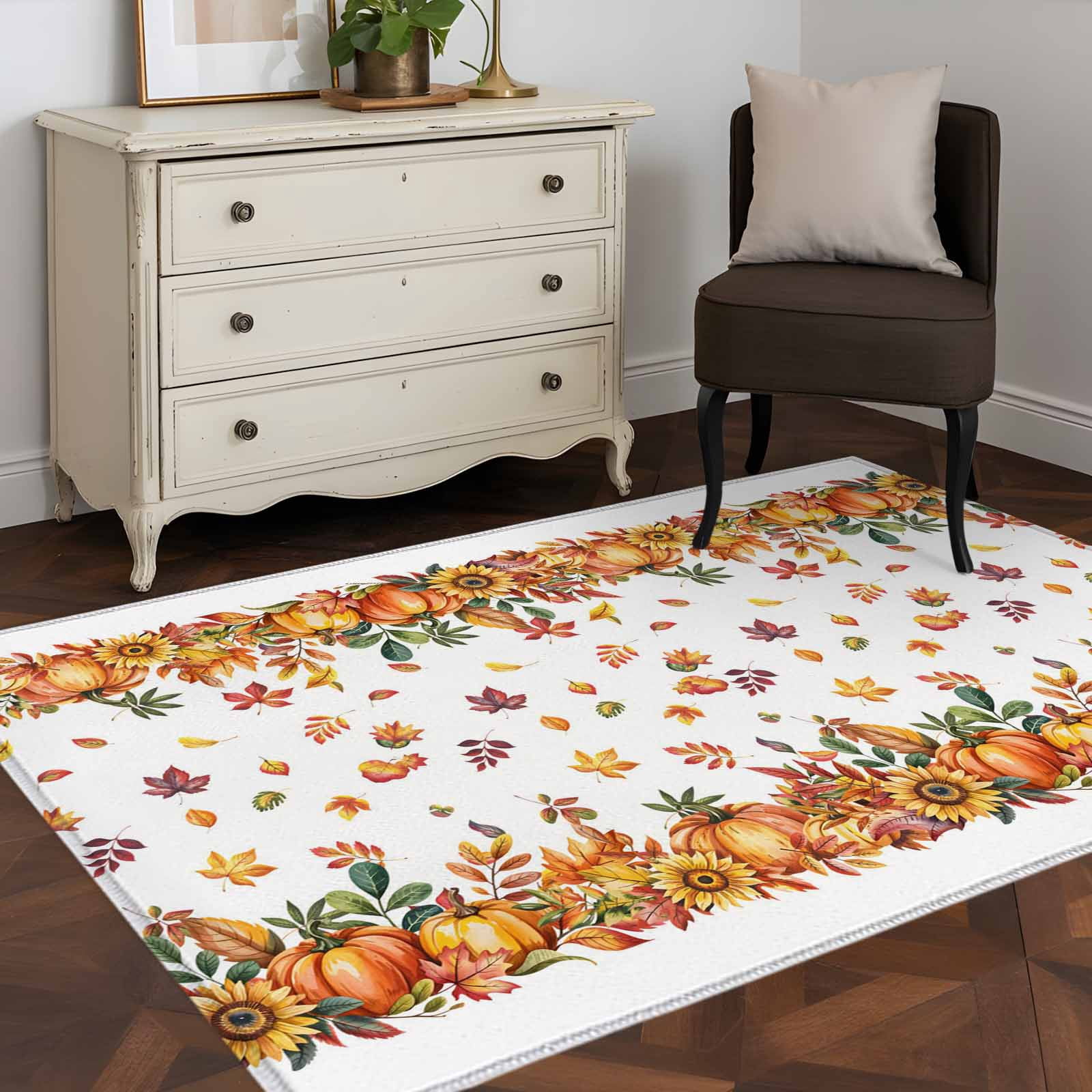 3'x5' Area Rugs, Orange Yellow Pumpkins Indoor Outdoor Area Rug for ...
