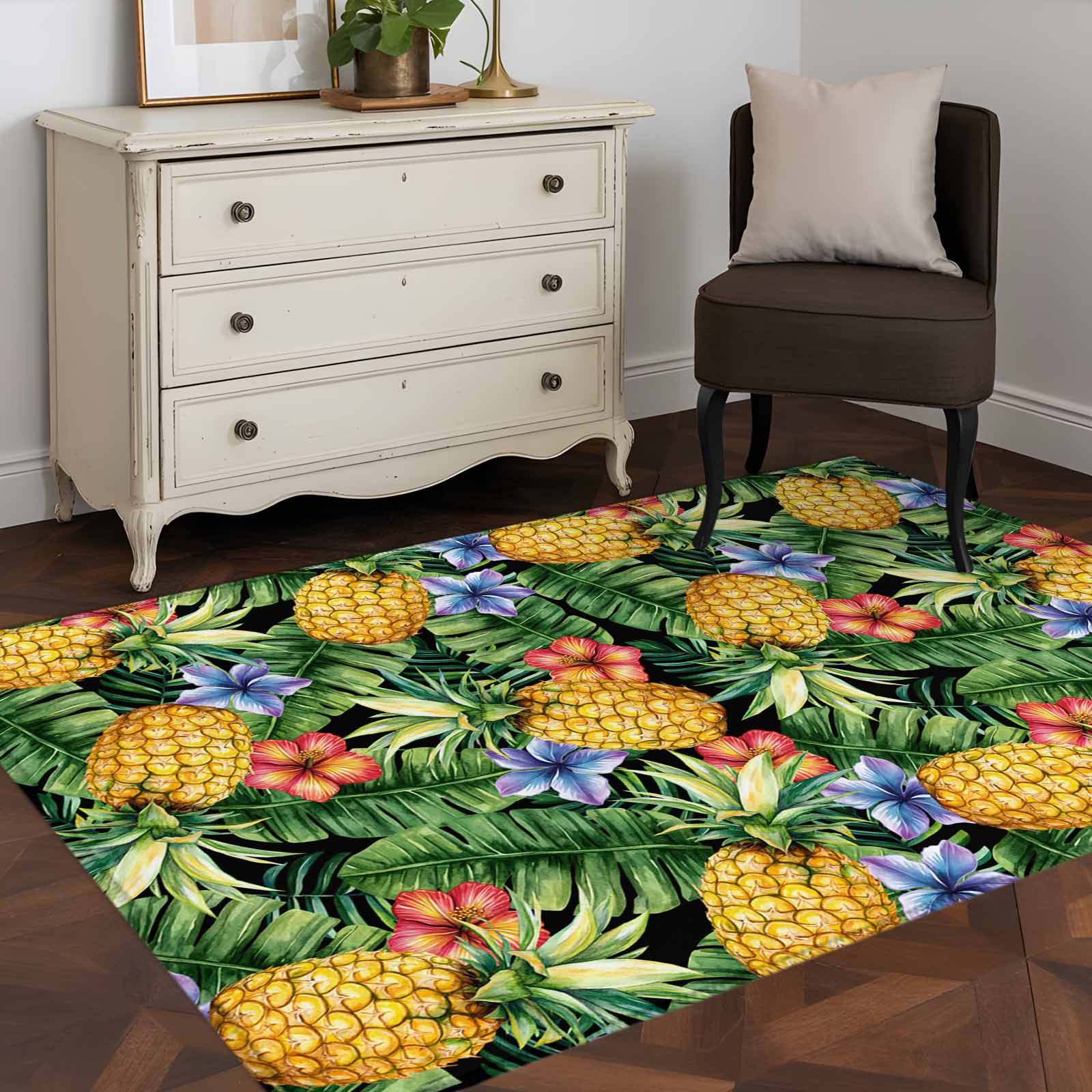 Pineaaple Insoired Rug 3'x5' Area Rugs, Pineapple Indoor Outdoor Area Rug for Living Room ...