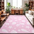 thumbnail image 1 of 3'x5' Area Rugs, Pink Coastal Indoor Outdoor Area Rug for Living Room Bedroom, Nautical Starfish Coral Shell Summer Ocean Washable Bathroom Rugs Kitchen Floor Carpet Mats Home Decor Aesthetic, 1 of 8