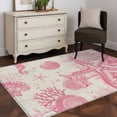 thumbnail image 1 of 3'x5' Area Rugs, Pink Coastal Starfish Indoor Outdoor Area Rug for Living Room Bedroom, Nautical Beach Conch Seashhells Washable Bathroom Rugs Kitchen Floor Carpet Mats Home Decor Aesthetic, 1 of 8