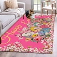 thumbnail image 1 of 3'x5' Area Rugs, Pink Spring Easter Indoor Outdoor Area Rug for Living Room Bedroom, Bunny Eggs Floral Botanical Washable Bathroom Rugs Kitchen Floor Carpet Mats Home Decor Aesthetic, 1 of 8