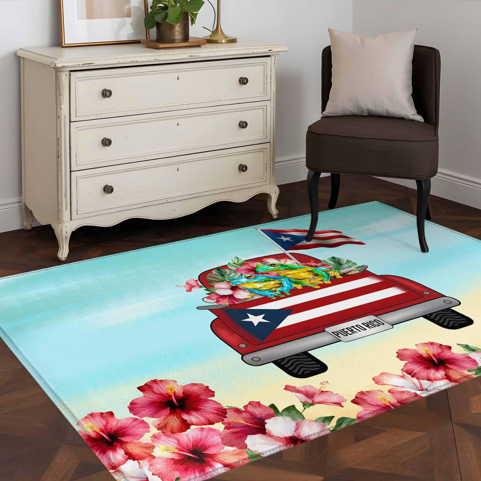Puerto Rico Rug 3'x5' Area Rugs, Puerto Rican Flag Indoor Outdoor Area Rug for Living ...