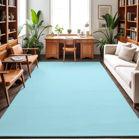 3'x5' Area Rugs, Pure Aqua Blue Indoor Outdoor Area Rug for Living Room Bedroom, Modern Solid Color Minimalist Art Washable Bathroom Rugs Kitchen Floor Carpet Mats Home Decor Aesthetic