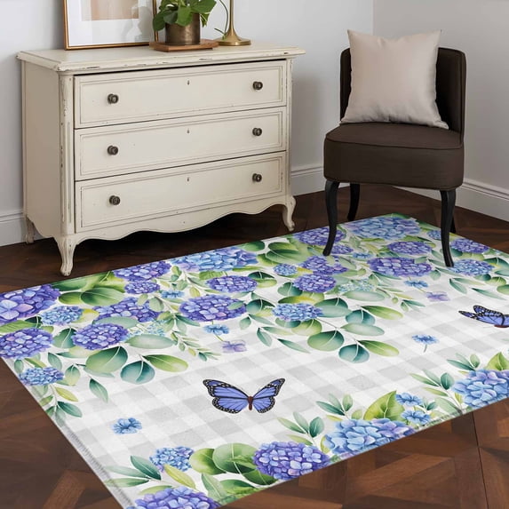 3'x5' Area Rugs, Purple Hydrangea Indoor Outdoor Area Rug for Living ...
