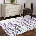 thumbnail image 1 of 3'x5' Area Rugs, Purple Lavender Indoor Outdoor Area Rug for Living Room Bedroom, Spring Botanical Garden Florals Motifs Washable Bathroom Rugs Kitchen Floor Carpet Mats Home Decor Aesthetic, 1 of 8