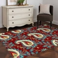 thumbnail image 1 of 3'x5' Area Rugs, Red Boho Botanical Indoor Outdoor Area Rug for Living Room Bedroom, Southwestern Retro Leaves Ethnic Tribal Washable Bathroom Rugs Kitchen Floor Carpet Mats Home Decor Aesthetic, 1 of 8