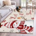 thumbnail image 1 of 3'x5' Area Rugs, Red Christmas Snowman Indoor Outdoor Area Rug for Living Room Bedroom, Xmas Snowflake Birds Washable Bathroom Rugs Kitchen Floor Carpet Mats Home Decor Aesthetic, 1 of 8
