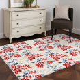 thumbnail image 1 of 3'x5' Area Rugs, Red Flowers Indoor Outdoor Area Rug for Living Room Bedroom, Country Spring Botanical Floral Leaves Herbs Washable Bathroom Rugs Kitchen Floor Carpet Mats Home Decor Aesthetic, 1 of 8