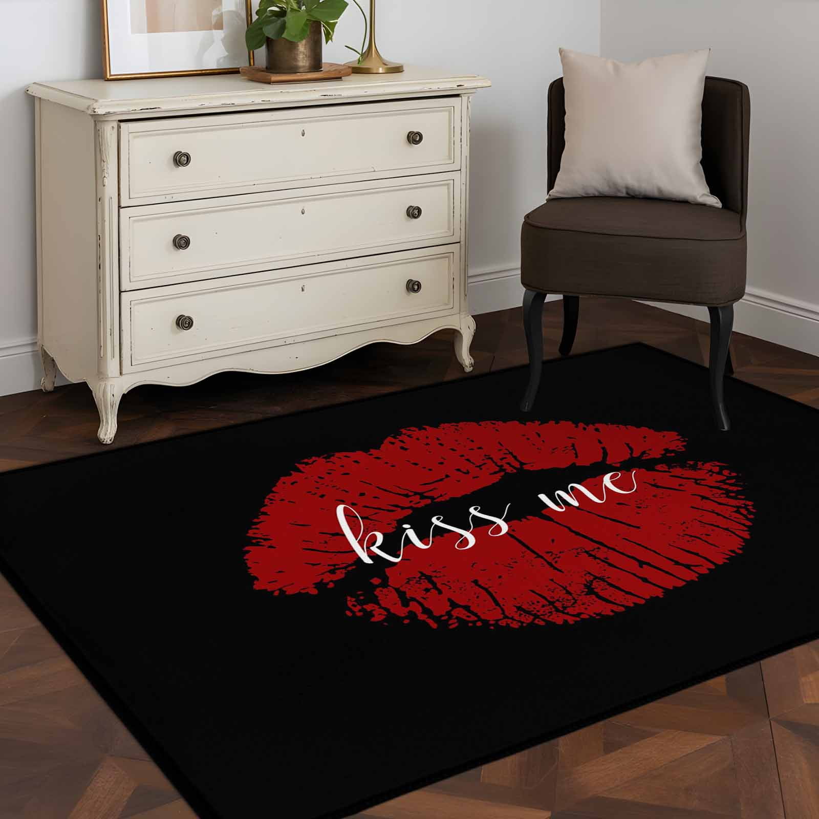 3'x5' Area Rugs, Red Lips Indoor Outdoor Area Rug for Living Room ...