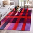 thumbnail image 1 of 3'x5' Area Rugs, Red Purple Indoor Outdoor Area Rug for Living Room Bedroom, Striped Plaid Modern Abstract Oil Painting Washable Bathroom Rugs Kitchen Floor Carpet Mats Home Decor Aesthetic, 1 of 8
