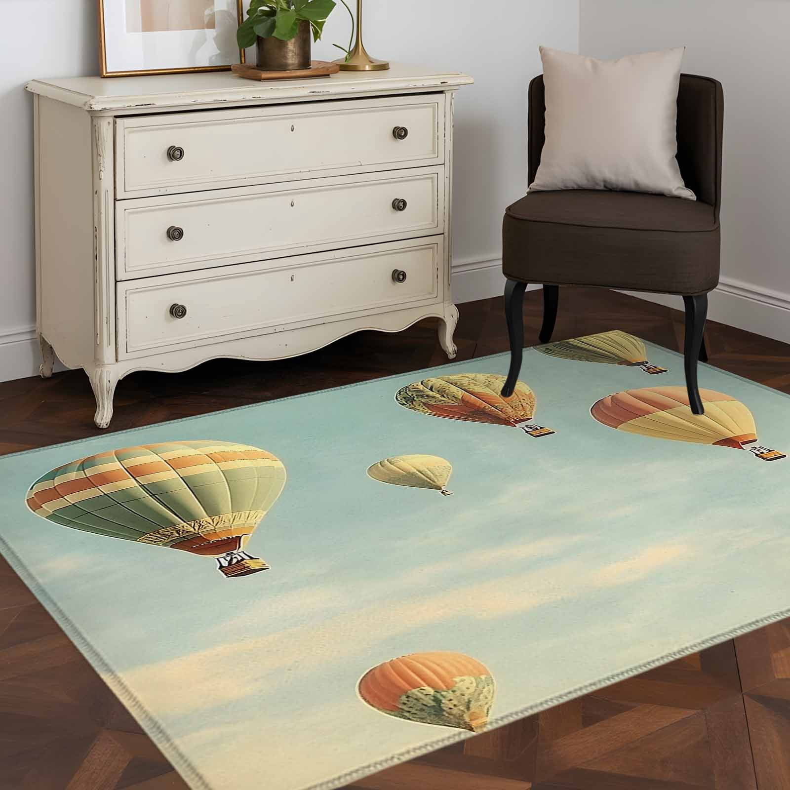 Air Upnfaze Rug 3'x5' Area Rugs, Retro Hot Air Balloon Indoor Outdoor Area Rug for ...
