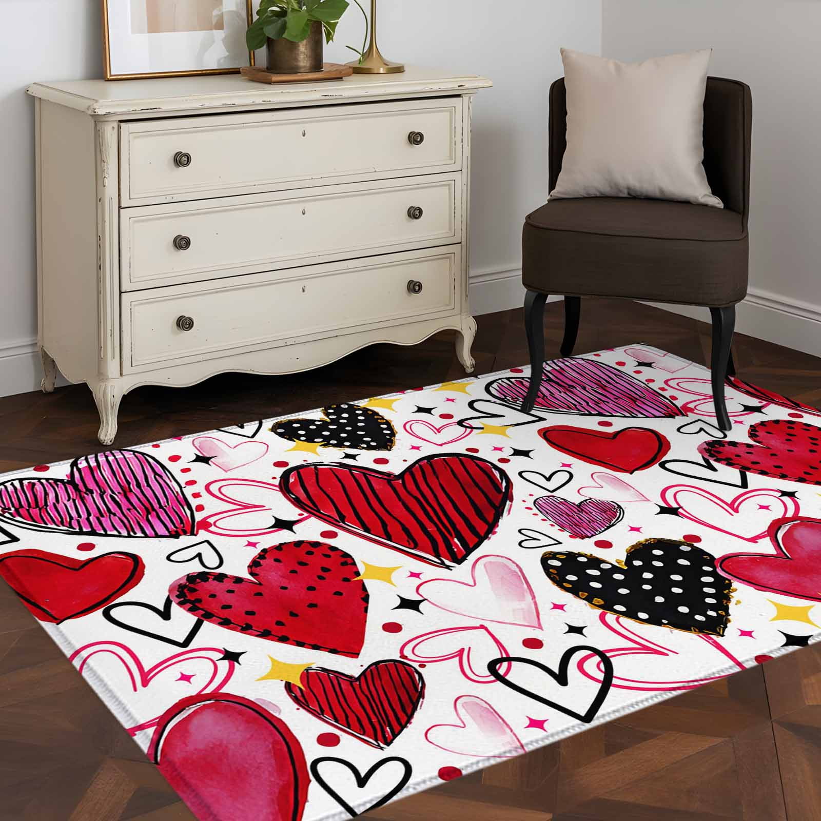 3'x5' Area Rugs, Romantic Love Indoor Outdoor Area Rug for Living Room ...