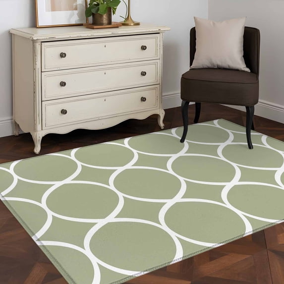 3'x5' Area Rugs, Sage Green Abstract Indoor Outdoor Area Rug for Living Room Bedroom, Modern White Geometric Twisted Art Washable Bathroom Rugs Kitchen Floor Carpet Mats Home Decor Aesthetic