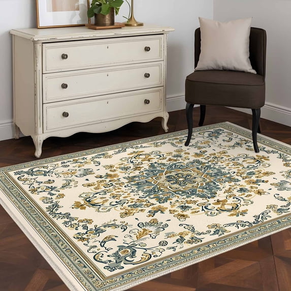 3'x5' Area Rugs, Sage Green Boho Indoor Outdoor Area Rug for Living Room Bedroom, Geometric Ethnic Southwestern Washable Bathroom Rugs Kitchen Floor Carpet Mats Home Decor Aesthetic
