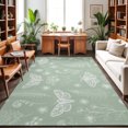 thumbnail image 1 of 3'x5' Area Rugs, Sage Green Butterfly Botanical Indoor Outdoor Area Rug for Living Room Bedroom, Summer Plants Line Art Washable Bathroom Rugs Kitchen Floor Carpet Mats Home Decor Aesthetic, 1 of 8
