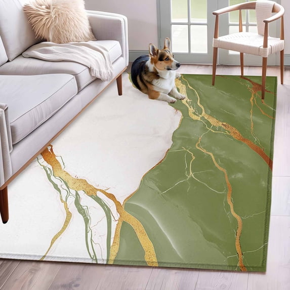 3'x5' Area Rugs, Sage Green Marble Indoor Outdoor Area Rug for Living Room Bedroom, Modern Ink Painting Art Abstract Washable Bathroom Rugs Kitchen Floor Carpet Mats Home Decor Aesthetic