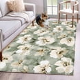 thumbnail image 1 of 3'x5' Area Rugs, Sage Green Spring Floral Indoor Outdoor Area Rug for Living Room Bedroom, Summer Botanical Flowers Washable Bathroom Rugs Kitchen Floor Carpet Mats Home Decor Aesthetic, 1 of 8