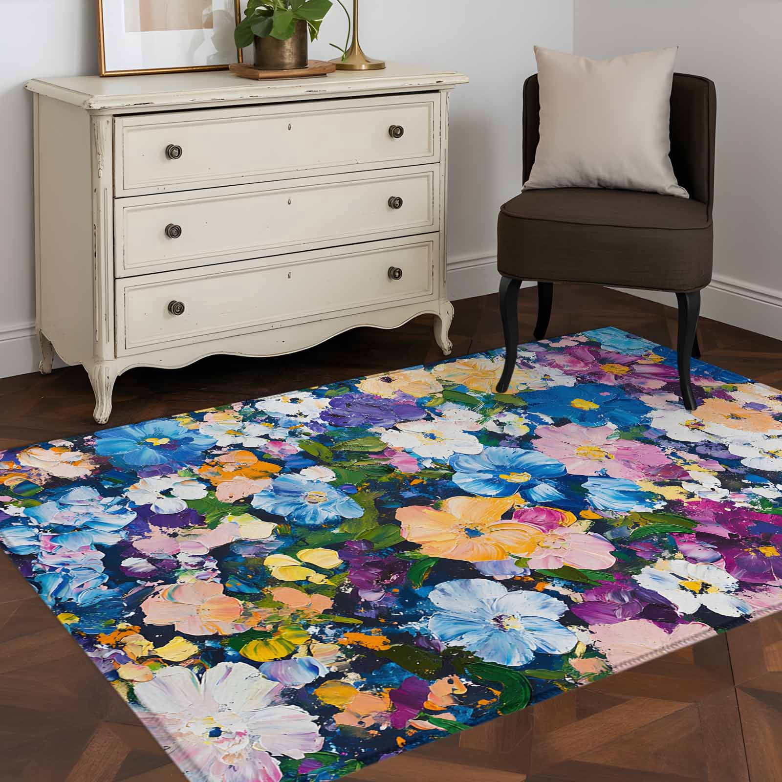 3'x5' Area Rugs, Spring Floral Indoor Outdoor Area Rug for Living Room ...