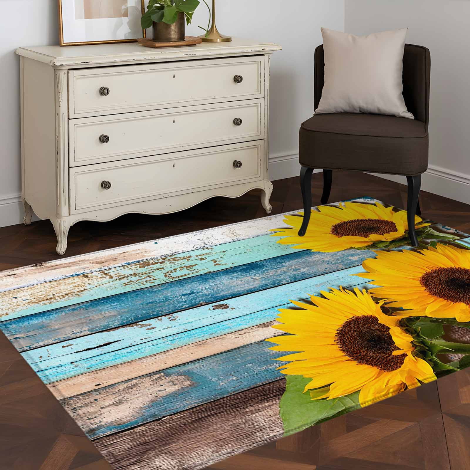 3'x5' Area Rugs, Spring Sunflowers Indoor Outdoor Area Rug for Living ...