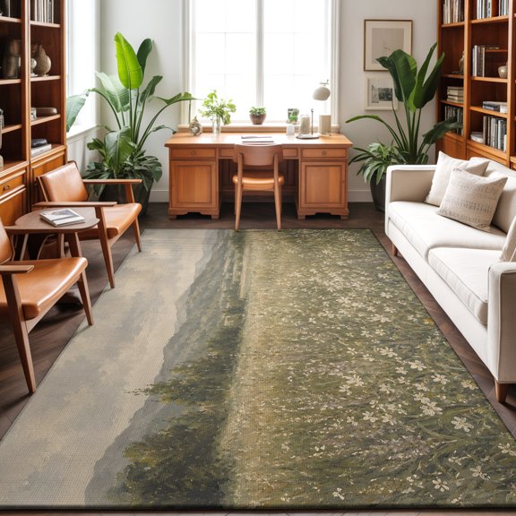 3'x5' Area Rugs, Spring Wildflowers Indoor Outdoor Area Rug for Living Room Bedroom, Rustic Farmhouse Flowers Cloud Scenery Washable Bathroom Rugs Kitchen Floor Carpet Mats Home Decor Aesthetic