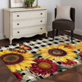 thumbnail image 1 of 3'x5' Area Rugs, Sunflower Black Check Indoor Outdoor Area Rug for Living Room Bedroom, Farmhouse Flowers Butterfly Washable Bathroom Rugs Kitchen Floor Carpet Mats Home Decor Aesthetic, 1 of 8