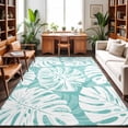 thumbnail image 1 of 3'x5' Area Rugs, Teal Green Monstera Deliciosa Indoor Outdoor Area Rug for Living Room Bedroom, Summer Botanical Tropical Washable Bathroom Rugs Kitchen Floor Carpet Mats Home Decor Aesthetic, 1 of 8