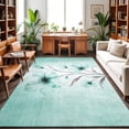 thumbnail image 1 of 3'x5' Area Rugs, Teal Spring Floral Indoor Outdoor Area Rug for Living Room Bedroom, Vintage Luxury Botanical Washable Bathroom Rugs Kitchen Floor Carpet Mats Home Decor Aesthetic, 1 of 7