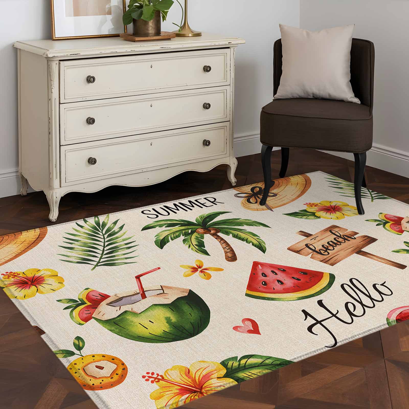 3'x5' Area Rugs, Tropical Beach Indoor Outdoor Area Rug for Living Room ...