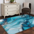 thumbnail image 1 of 3'x5' Area Rugs, Turquoise Marble Indoor Outdoor Area Rug for Living Room Bedroom, Teal Grey Modern Geometric Washable Bathroom Rugs Kitchen Floor Carpet Mats Home Decor Aesthetic, 1 of 8
