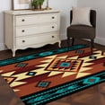 thumbnail image 1 of 3'x5' Area Rugs, Turquoise Red Indoor Outdoor Area Rug for Living Room Bedroom, Southwest American Native Abstract Pattern Washable Bathroom Rugs Kitchen Floor Carpet Mats Home Decor Aesthetic, 1 of 8