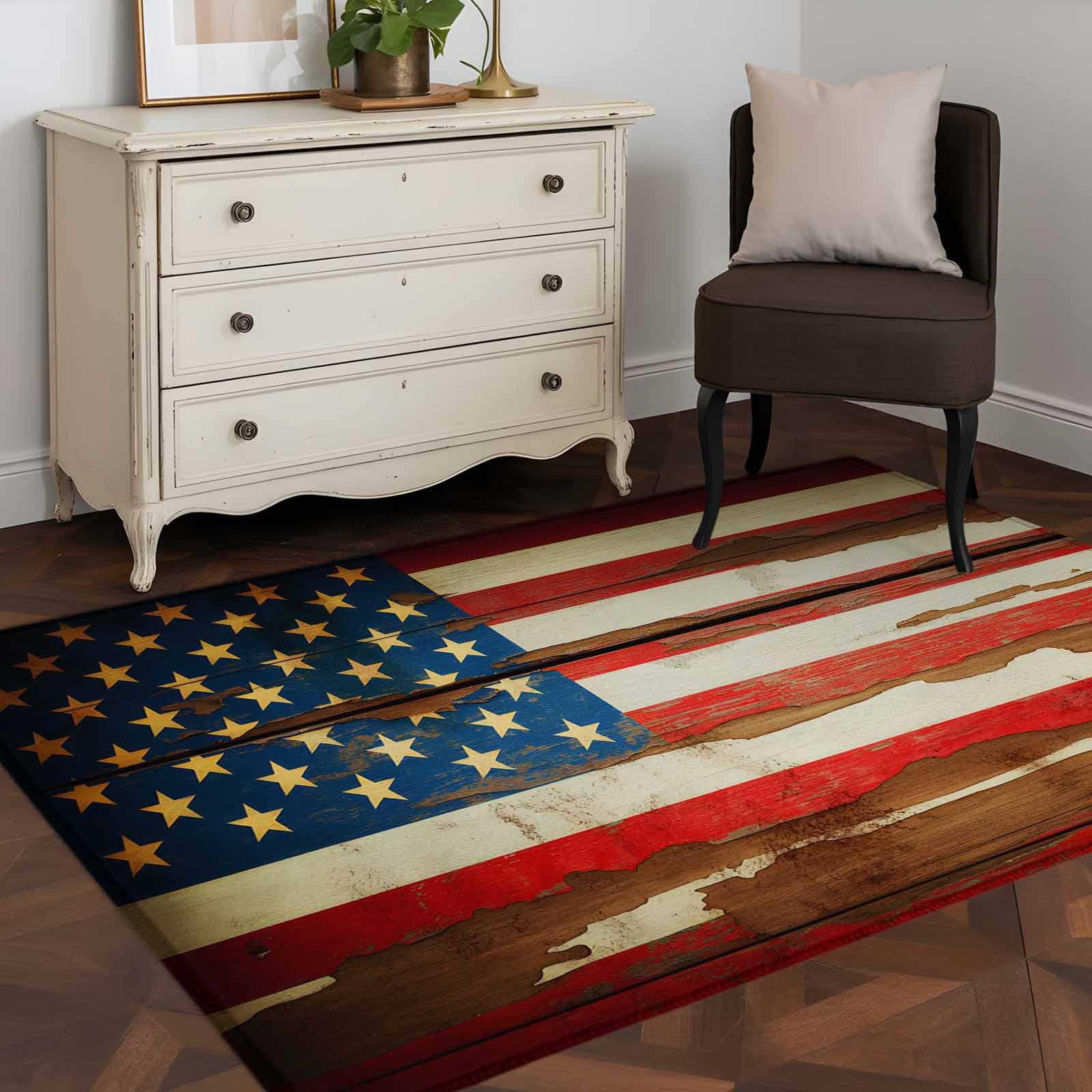 3'x5' Area Rugs, Vintage American Flag Indoor Outdoor Area Rug for ...